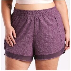 Athleta Shorts 2X Womens Printed Mesh Racer Run 4" Purple